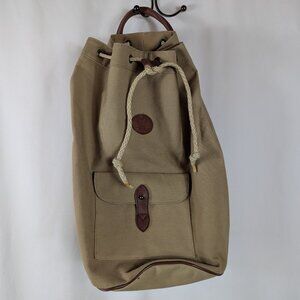 Ralph Lauren Vintage 90s Safari Traveler Khaki Canvas Leather Backpack Duffle